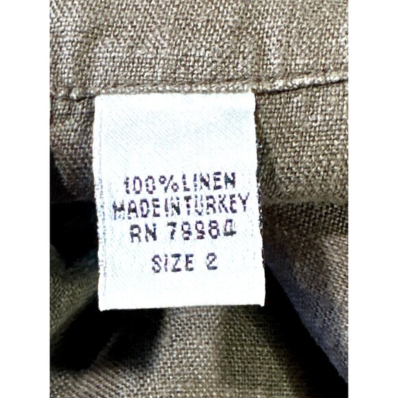 Chicos Design Vintage Linen Pants Olive Green Straight Leg High Waisted Womens - Picture 4 of 9